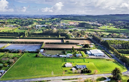 1140 Coatesville-Riverhead Highway comprises the green field land running along road frontage at bottom. Photo / Supplied