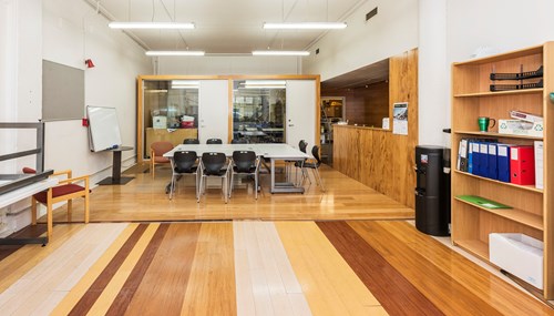 The refurbished building features high quality office space with polished wooden flooring. Photo / Supplied