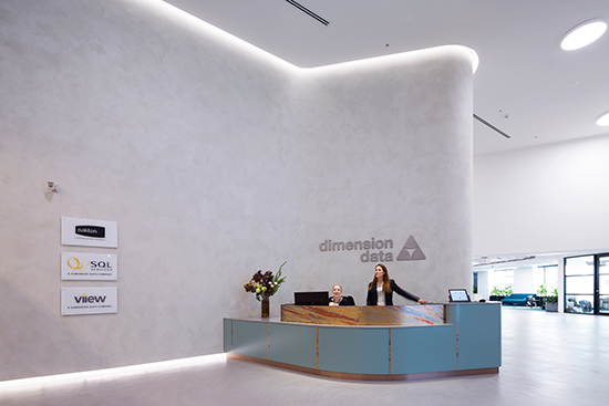 Dimension Data reception area, Barfoot & Thompson office leasing