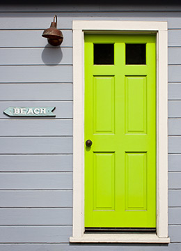 Lime green front door