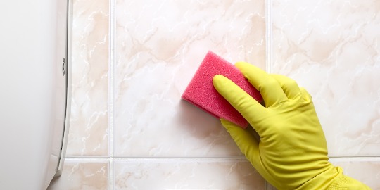 Cleaning the mould in bathroom