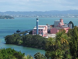 View towards Chelsea Sugar Refinery in Birkenhead