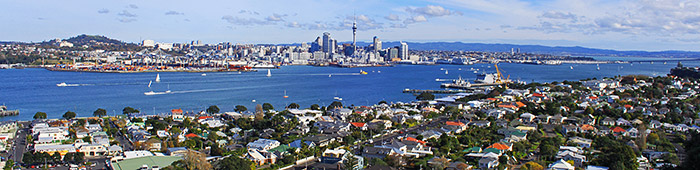 Looking back at Auckland city from Mt Victoria in Devonport